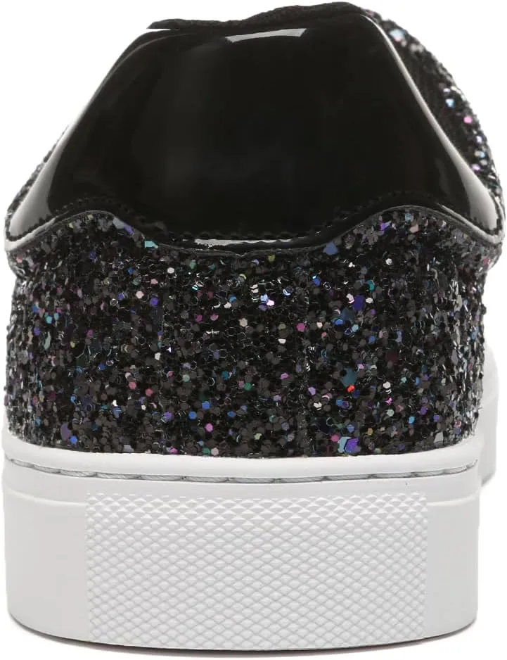Bernal Women Glitter Sneakers Fashion Shiny Sparkle Sneakers Lightweight Rubber Outsole Non Slip Lace Up Walking Shoes