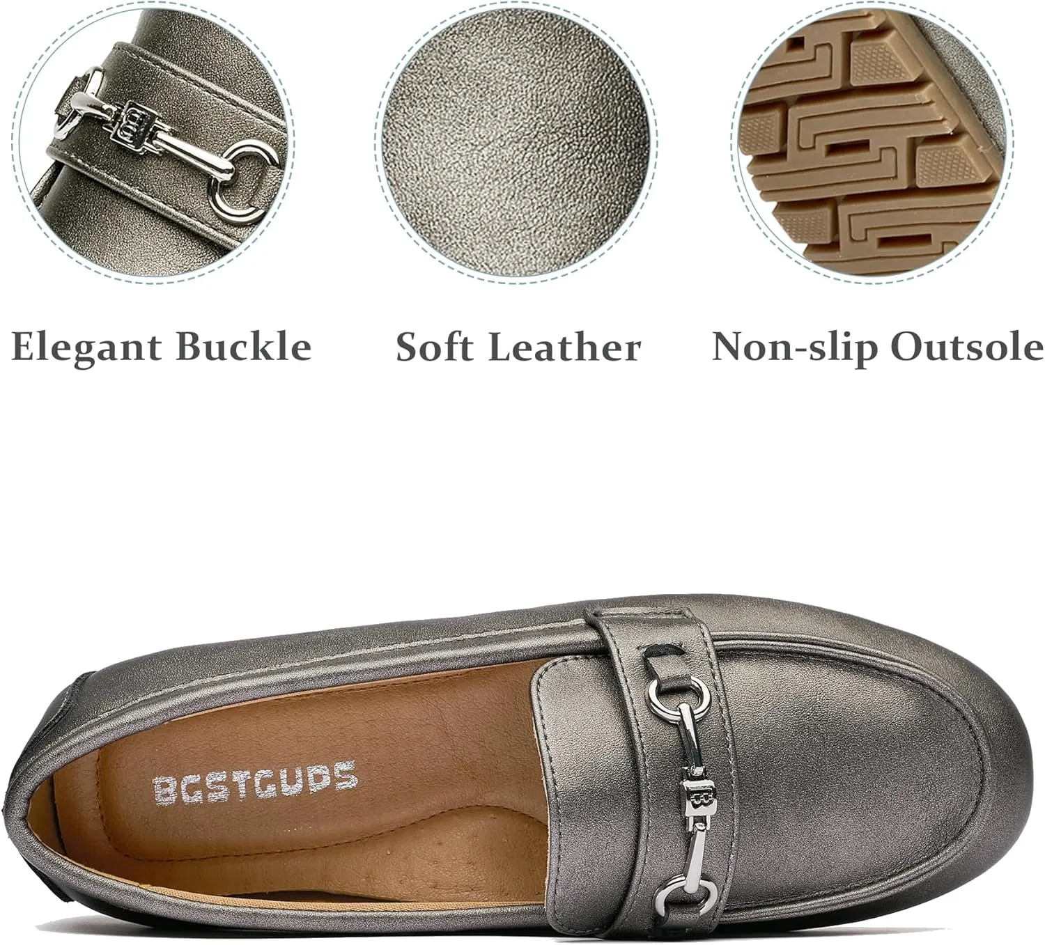 BGSTGUDS Women's Wide Loafers Shoes Cute Dressy Shoes Ladies Comfort Slip Ons Work Shoes