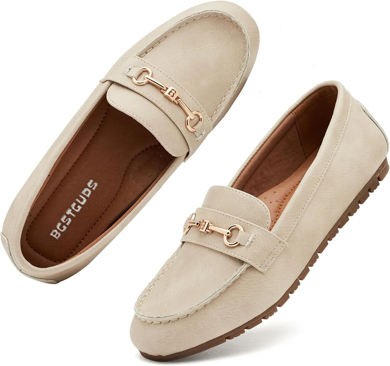 BGSTGUDS Women's Wide Loafers Shoes Cute Dressy Shoes Ladies Comfort Slip Ons Work Shoes