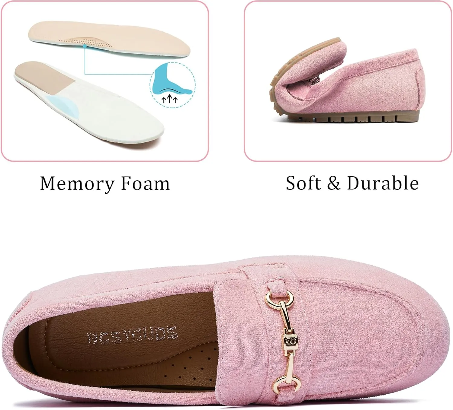 BGSTGUDS Women's Wide Loafers Shoes Cute Dressy Shoes Ladies Comfort Slip Ons Work Shoes