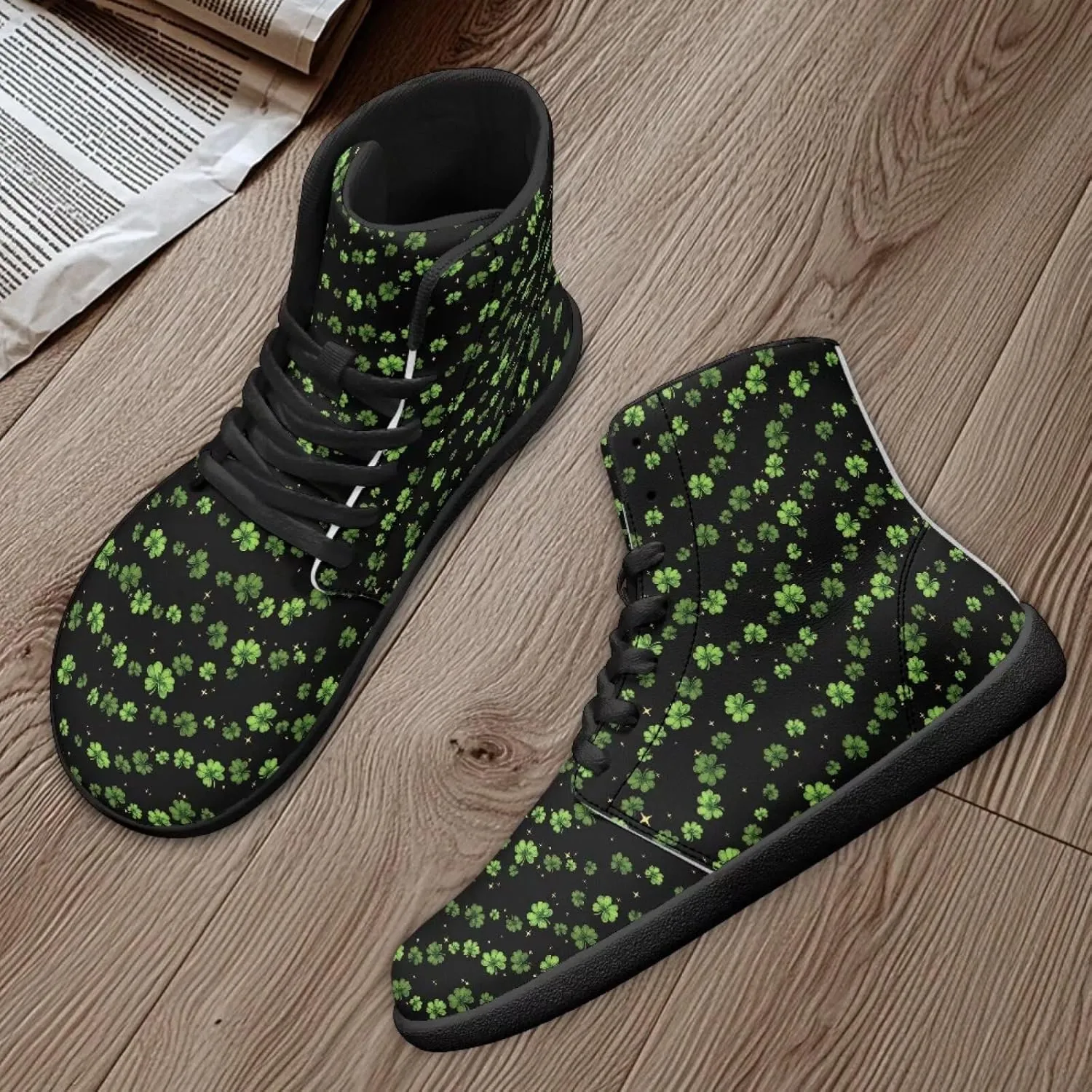 Binienty Men Wide Width Barefoot Flats Shoes Women Holiday Shoes High Top PU Zero Drop Walking Hiking Sneakers