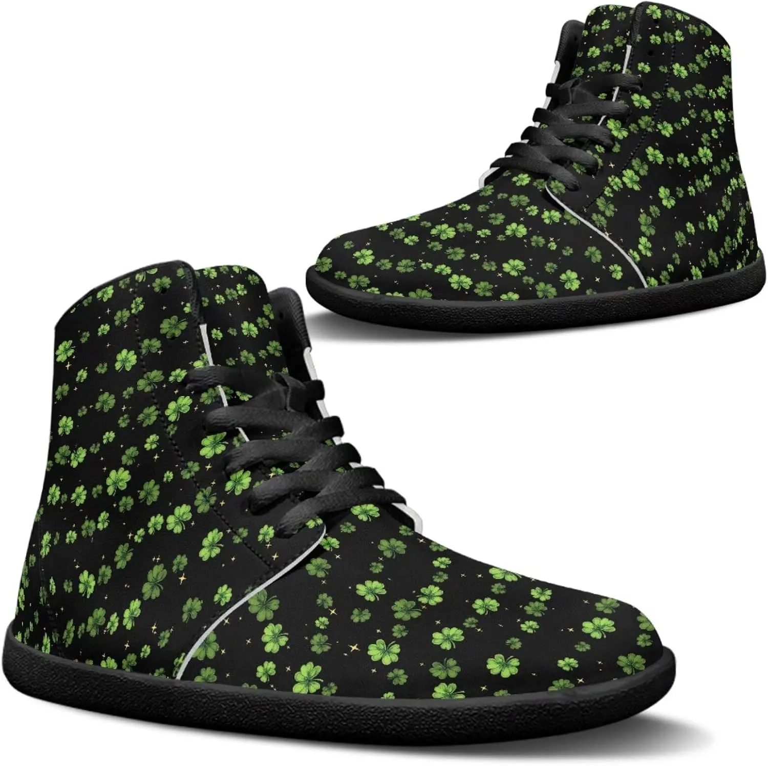 Binienty Men Wide Width Barefoot Flats Shoes Women Holiday Shoes High Top PU Zero Drop Walking Hiking Sneakers