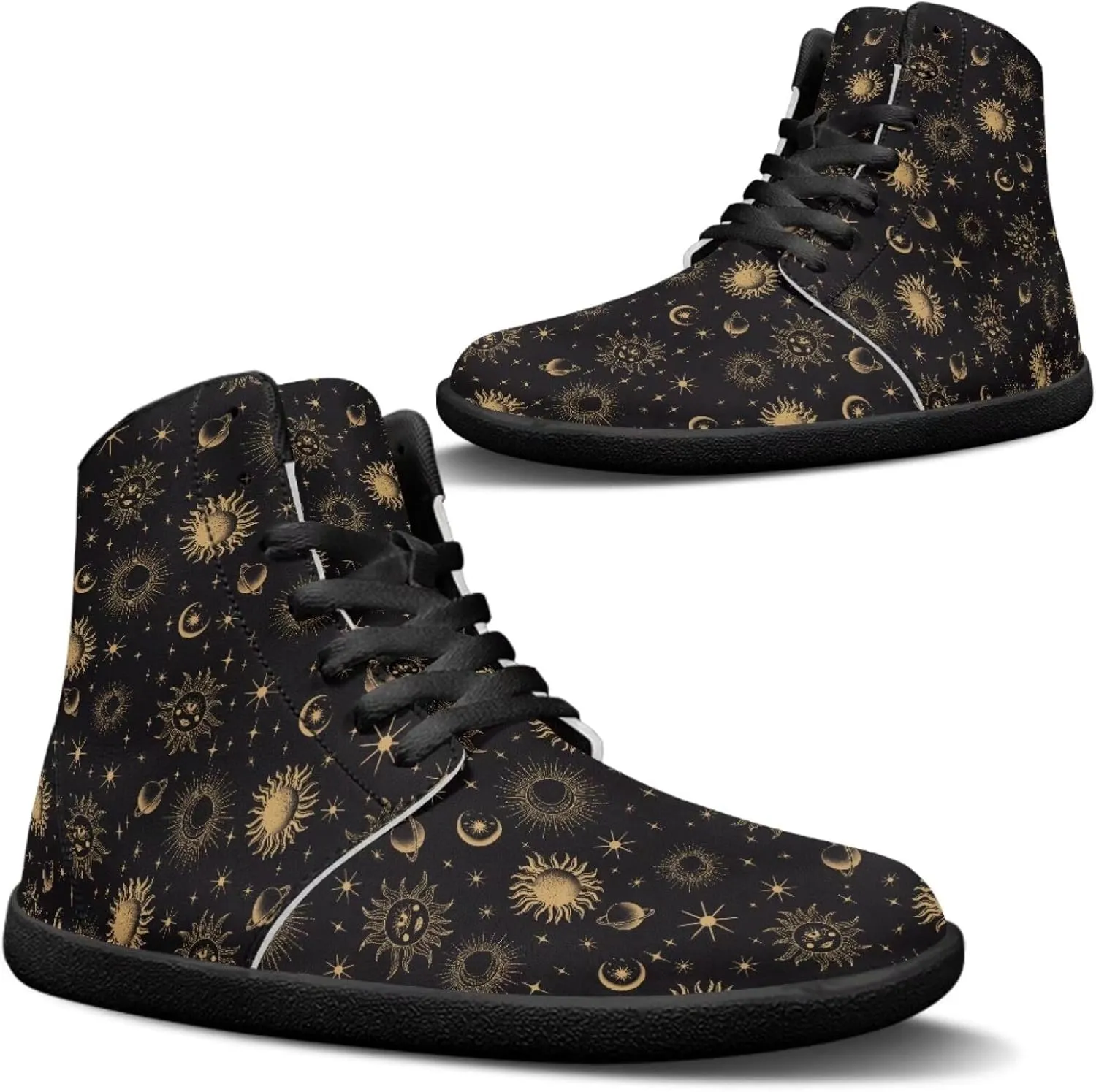 Binienty Unisex Men Women Barefoot Shoes Lace up High Top Minimalist Flat Sneakers Cross-Trainer Footwear