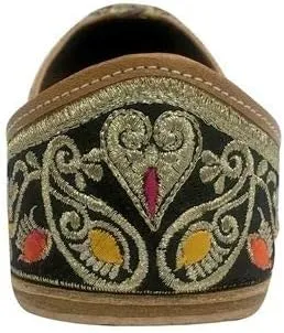 Black Indian Beaded Shoes Flip Flop Sandal Punjabi Jutti Khussa Flat Shoes