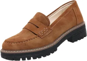 Bootara Loafers Shoes, Bootara Women's Plus Size Casual Retro Suede Loafers, with Chunky Heel Platform, Comfortable Casual