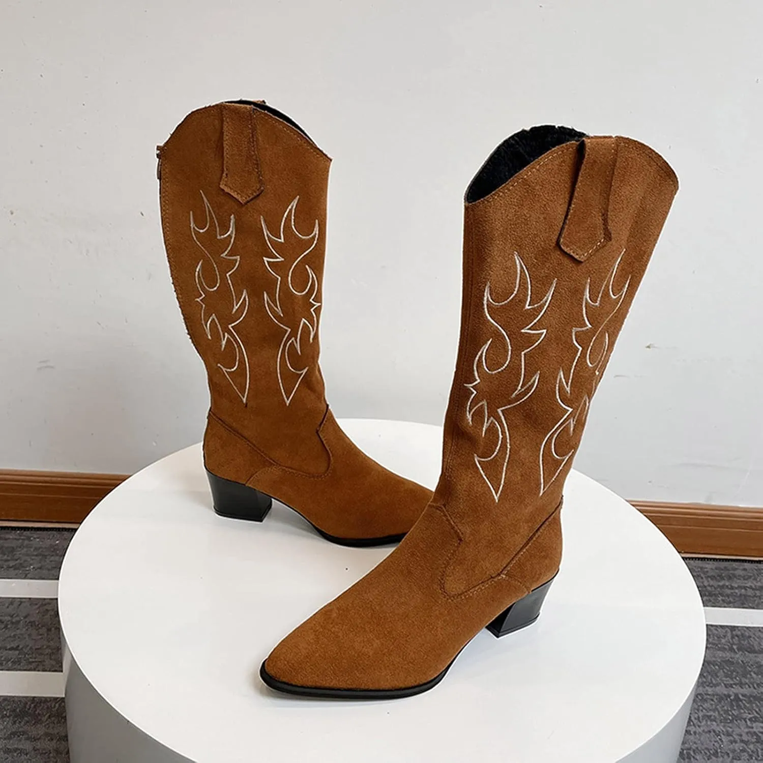 Boots High Retro Zip Women's Chunky Fashion Breathable Short Heels Shoes Women's Boots