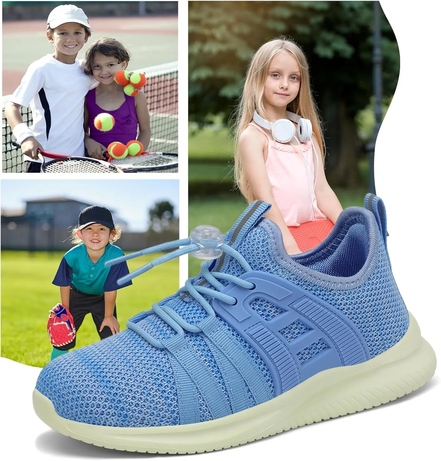 Boys Girls Sneakers Lightweight Kids Tennis Shoes Breathable Running Shoes Comfortable Toddler/Little Kid/Big Kid