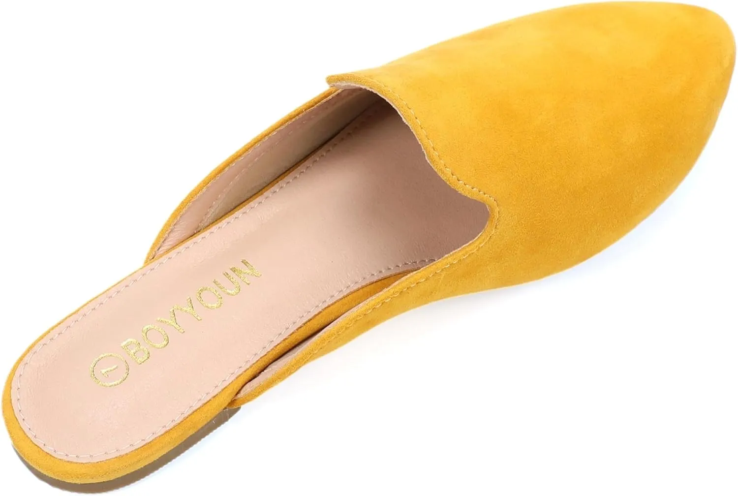 BOYYOUN Mules for Women Comfortable Slip On Backless Flats Pointed Toe Loafers for Work and Casual Wear Low Heel Closed Shoes Womens Mule