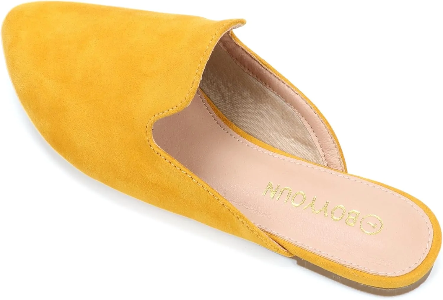 BOYYOUN Mules for Women Comfortable Slip On Backless Flats Pointed Toe Loafers for Work and Casual Wear Low Heel Closed Shoes Womens Mule