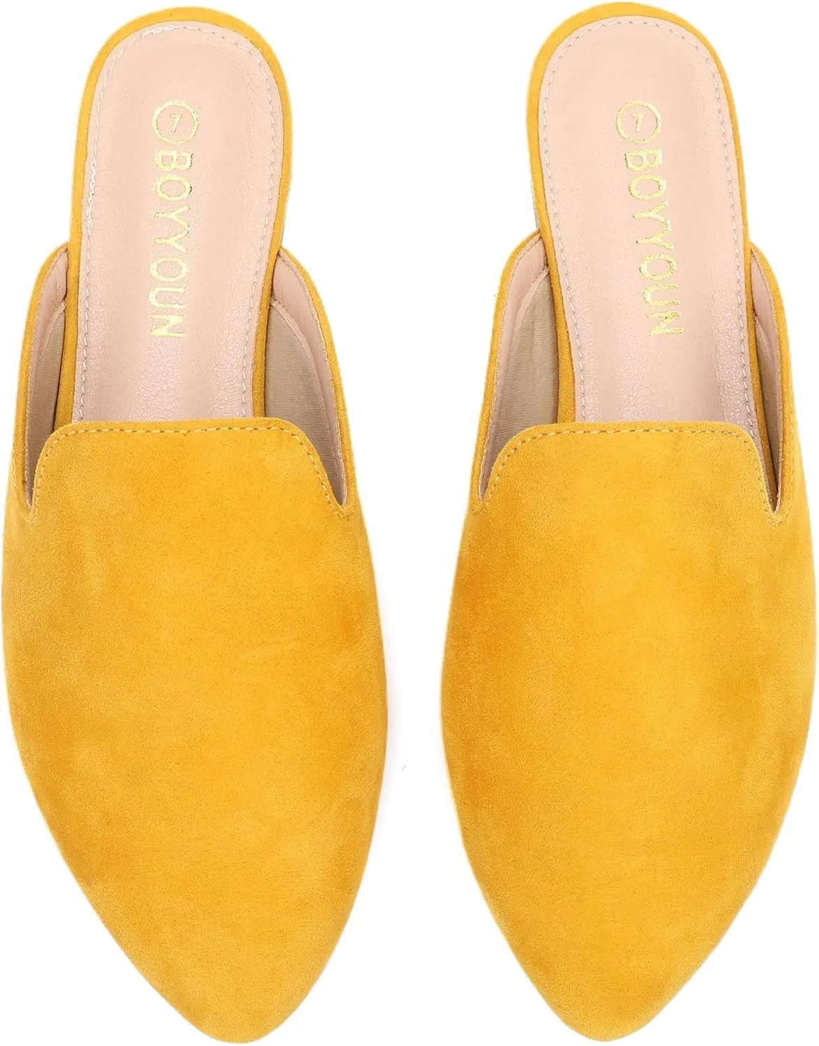 BOYYOUN Mules for Women Comfortable Slip On Backless Flats Pointed Toe Loafers for Work and Casual Wear Low Heel Closed Shoes Womens Mule