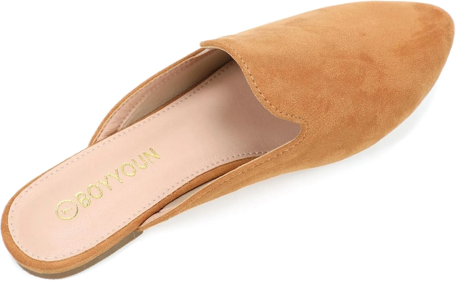BOYYOUN Mules for Women Comfortable Slip On Backless Flats Pointed Toe Loafers for Work and Casual Wear Low Heel Closed Shoes Womens Mule