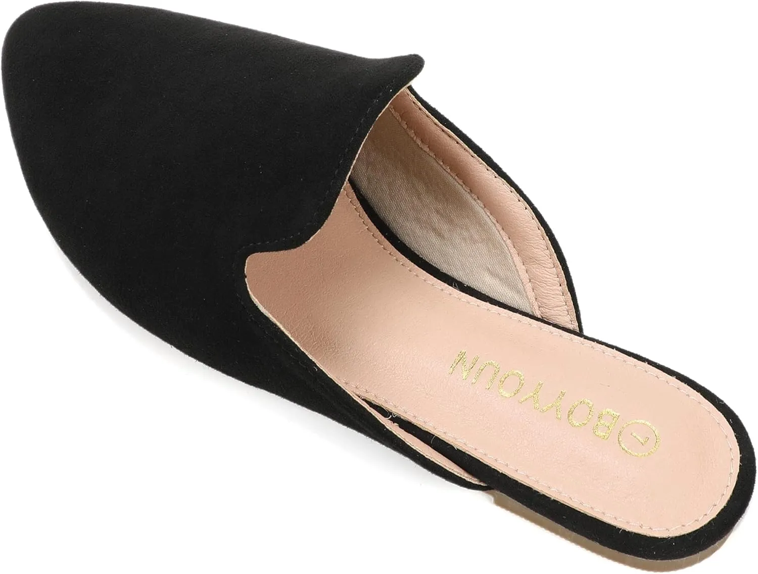 BOYYOUN Mules for Women Comfortable Slip On Backless Flats Pointed Toe Loafers for Work and Casual Wear Low Heel Closed Shoes Womens Mule