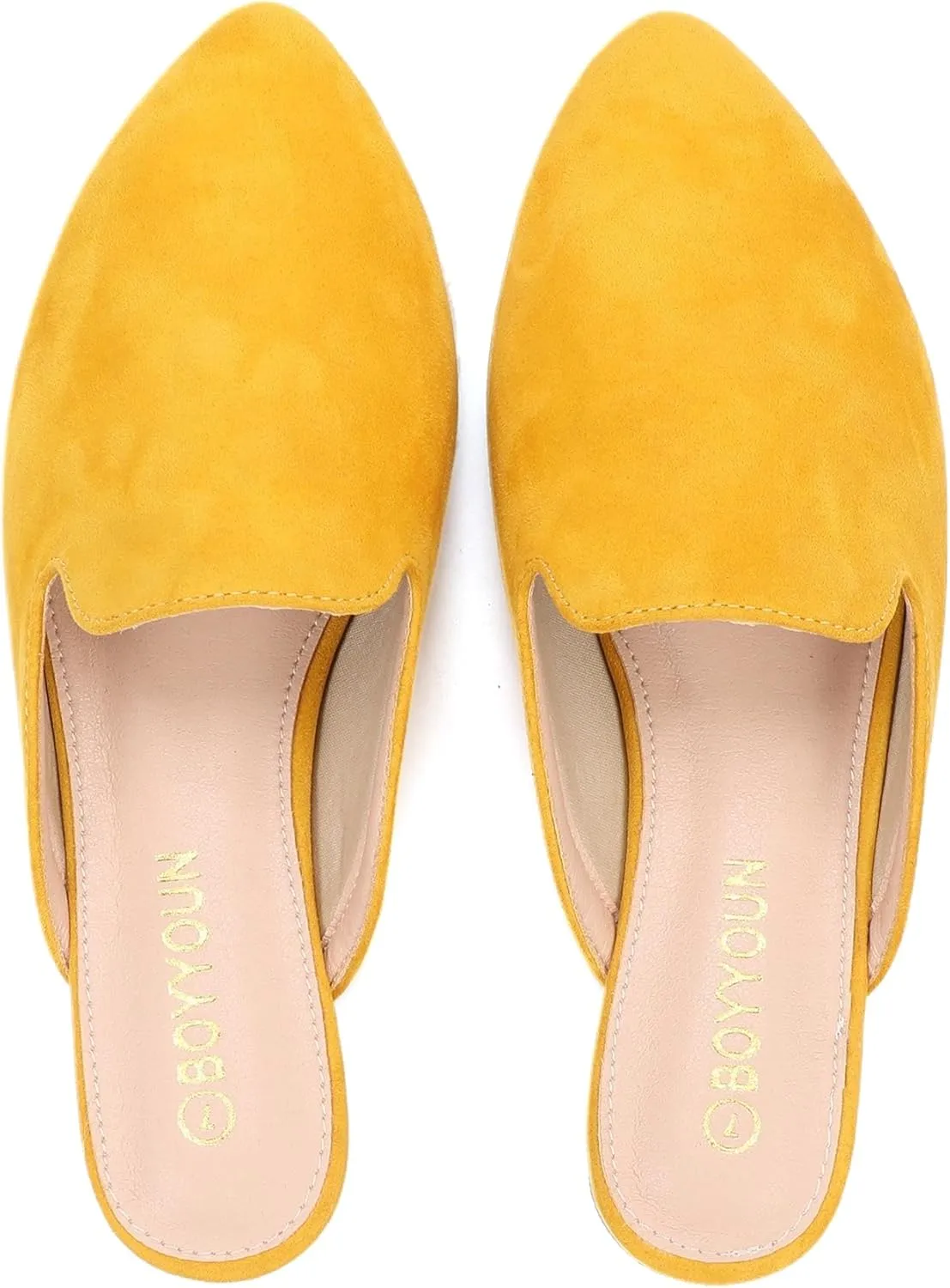 BOYYOUN Mules for Women Comfortable Slip On Backless Flats Pointed Toe Loafers for Work and Casual Wear Low Heel Closed Shoes Womens Mule