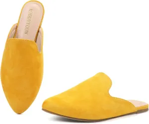 BOYYOUN Mules for Women Comfortable Slip On Backless Flats Pointed Toe Loafers for Work and Casual Wear Low Heel Closed Shoes Womens Mule
