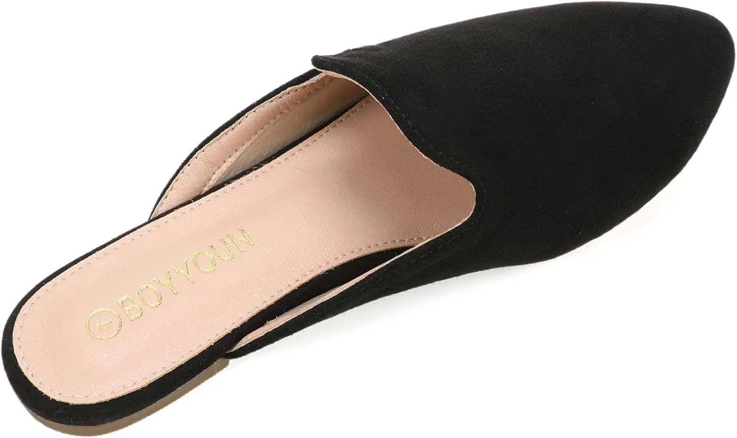 BOYYOUN Mules for Women Comfortable Slip On Backless Flats Pointed Toe Loafers for Work and Casual Wear Low Heel Closed Shoes Womens Mule