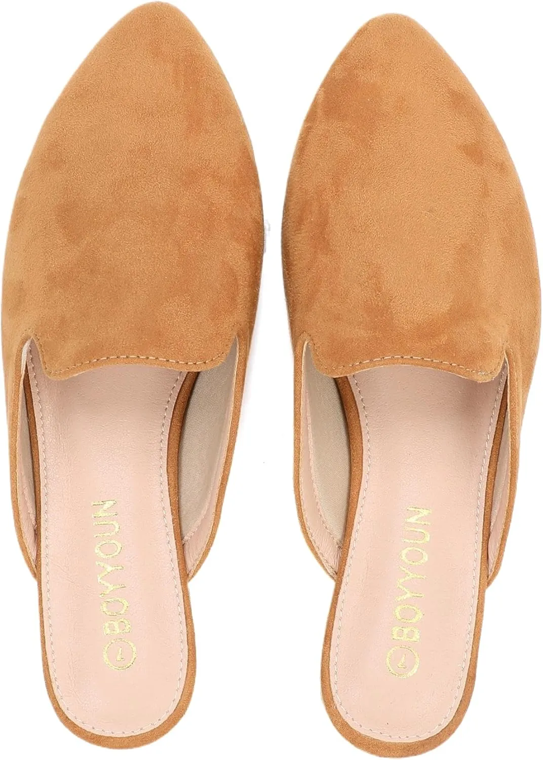 BOYYOUN Mules for Women Comfortable Slip On Backless Flats Pointed Toe Loafers for Work and Casual Wear Low Heel Closed Shoes Womens Mule