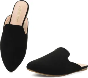 BOYYOUN Mules for Women Comfortable Slip On Backless Flats Pointed Toe Loafers for Work and Casual Wear Low Heel Closed Shoes Womens Mule