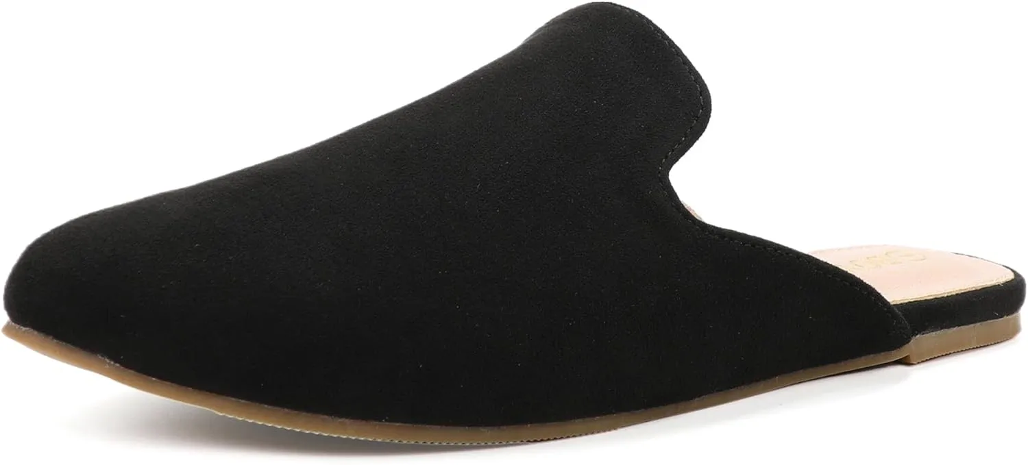 BOYYOUN Mules for Women Comfortable Slip On Backless Flats Pointed Toe Loafers for Work and Casual Wear Low Heel Closed Shoes Womens Mule