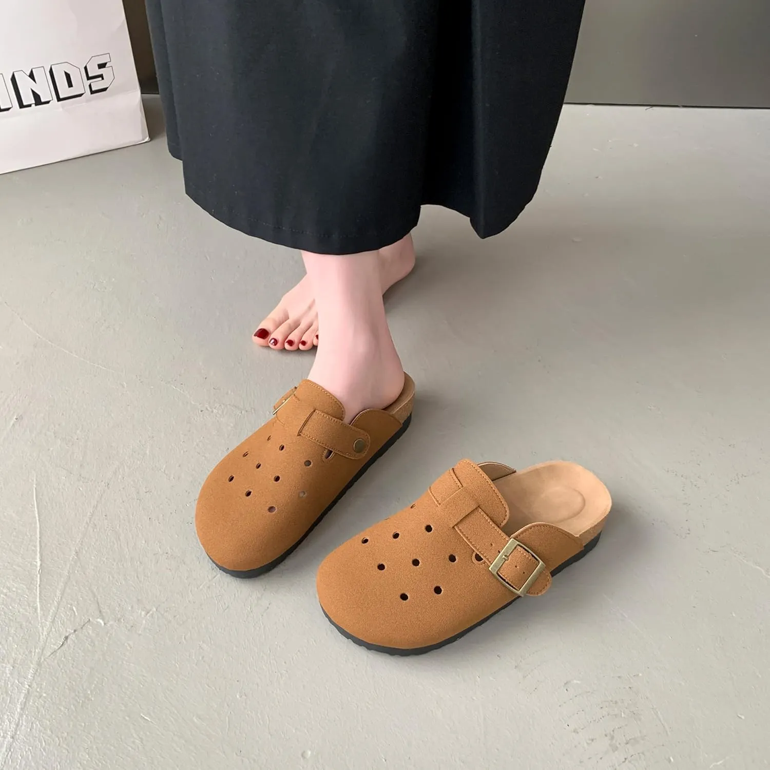Breathable Women’s Clogs Ventilated Hollow Design Mules with Soft Cork Footbed and Arch Support