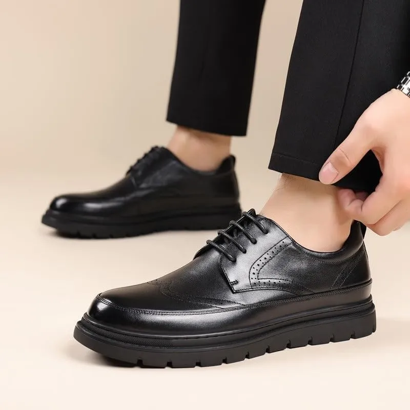 Business Leather Shoes Men's S Casual Soft Sole Loafers Height Increase Wear-Resistant Men Shoes