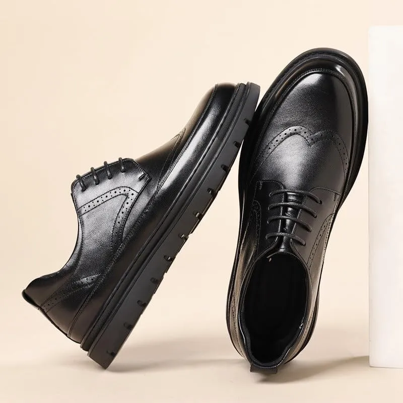 Business Leather Shoes Men's S Casual Soft Sole Loafers Height Increase Wear-Resistant Men Shoes