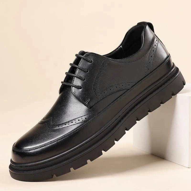Business Leather Shoes Men's S Casual Soft Sole Loafers Height Increase Wear-Resistant Men Shoes