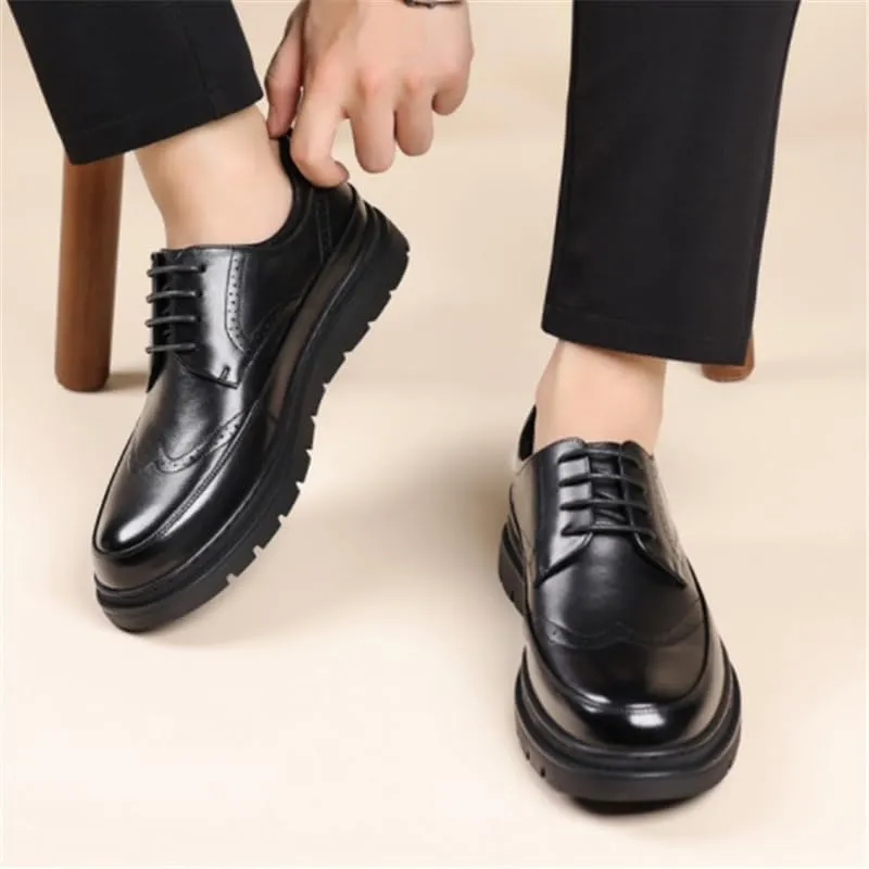Business Leather Shoes Men's S Casual Soft Sole Loafers Height Increase Wear-Resistant Men Shoes