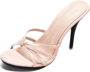 CAMSSOO Women's Platform Heeled Mules Stiletto Sandals Round Open Toe Slip On Dress Sexy Party Backless Slides High Heels Slipper