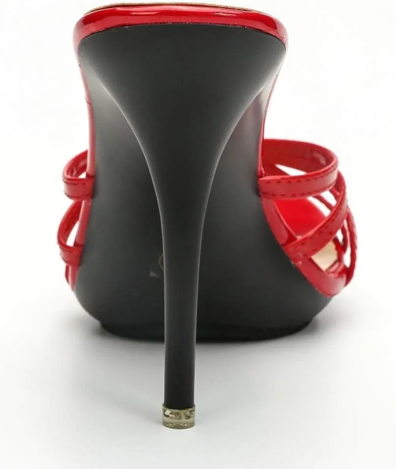 CAMSSOO Women's Platform Heeled Mules Stiletto Sandals Round Open Toe Slip On Dress Sexy Party Backless Slides High Heels Slipper