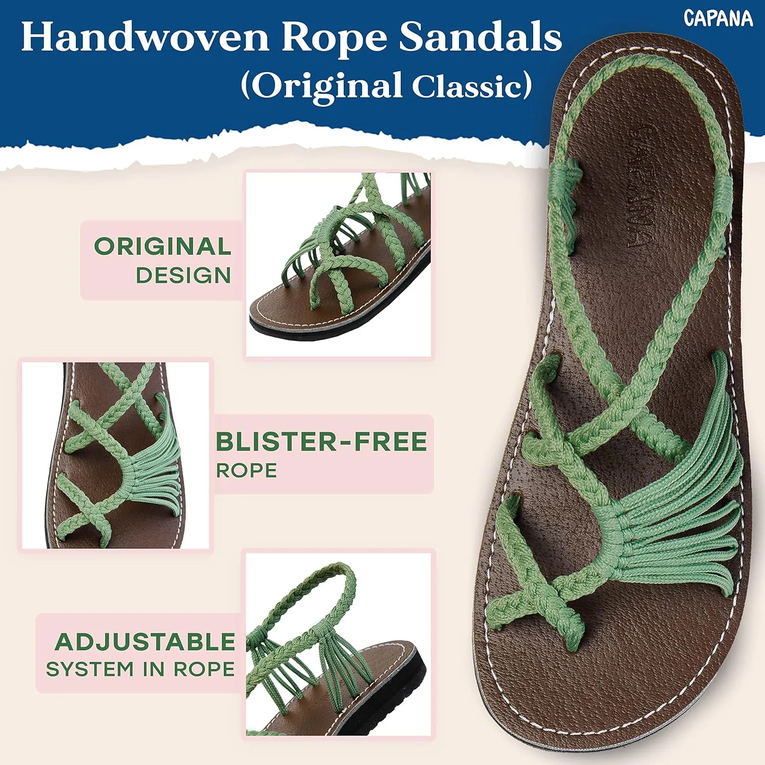 Capana Woven Women's Flat Sandals - Strappy Braided Sandals, Beach Sandals for Women Dressy Summer, Rope Bohemian Sandals, Spring Casual Womens Shoes, Comfy Boho Flats for Teen Girls – Banyan