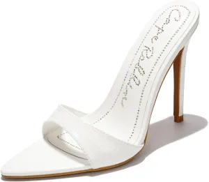 Cape Robbin Women's Holly Faux Crocodile Minimalist High Heeled Mules Pointy Toe Stiletto Heels.