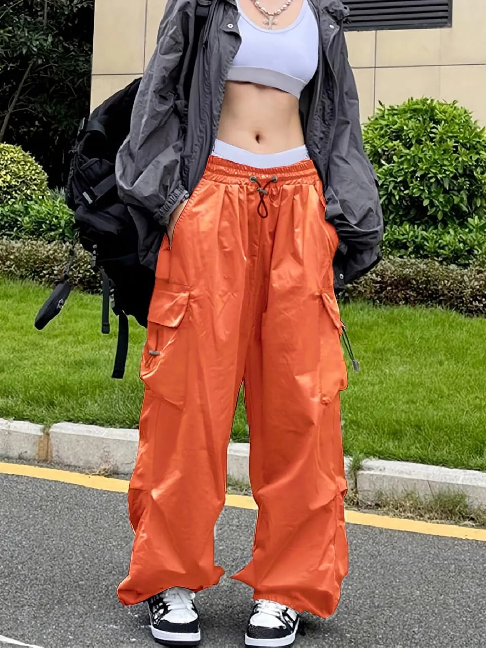 Cargo Pants Women Baggy Parachute Pants Woman Mutil Pockets Loose Fit Y2K Casual Pants for Women