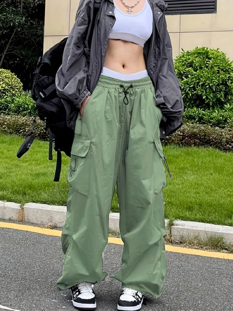 Cargo Pants Women Baggy Parachute Pants Woman Mutil Pockets Loose Fit Y2K Casual Pants for Women