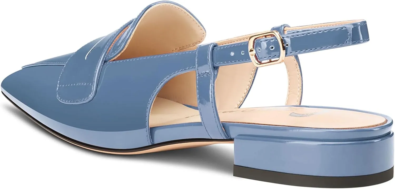 Castamere Slingback Flats for Women Close Pointed Toe Loafers Low Heel Slip-on Pumps Office Casual Dress Shoes 0.8 Inches Heels