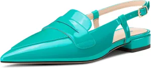 Castamere Slingback Flats for Women Close Pointed Toe Loafers Low Heel Slip-on Pumps Office Casual Dress Shoes 0.8 Inches Heels