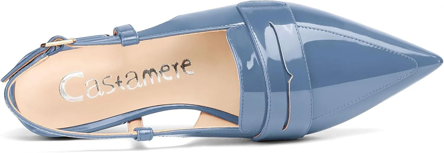 Castamere Slingback Flats for Women Close Pointed Toe Loafers Low Heel Slip-on Pumps Office Casual Dress Shoes 0.8 Inches Heels