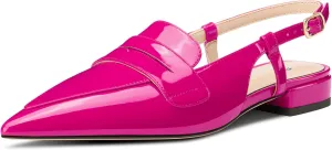 Castamere Slingback Flats for Women Close Pointed Toe Loafers Low Heel Slip-on Pumps Office Casual Dress Shoes 0.8 Inches Heels