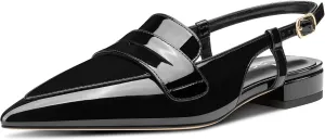 Castamere Slingback Flats for Women Close Pointed Toe Loafers Low Heel Slip-on Pumps Office Casual Dress Shoes 0.8 Inches Heels