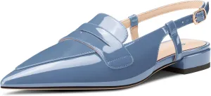Castamere Slingback Flats for Women Close Pointed Toe Loafers Low Heel Slip-on Pumps Office Casual Dress Shoes 0.8 Inches Heels
