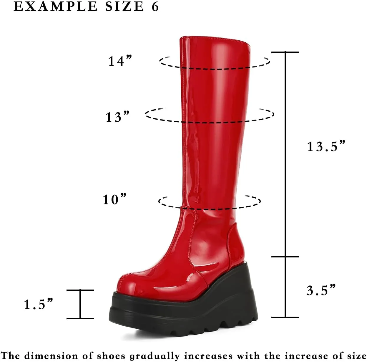 CELNEPHO Womens High Platform Mid Calf Wedges Chunky High Heel Round-Toe Side Zip Punk Combat Boots For Women