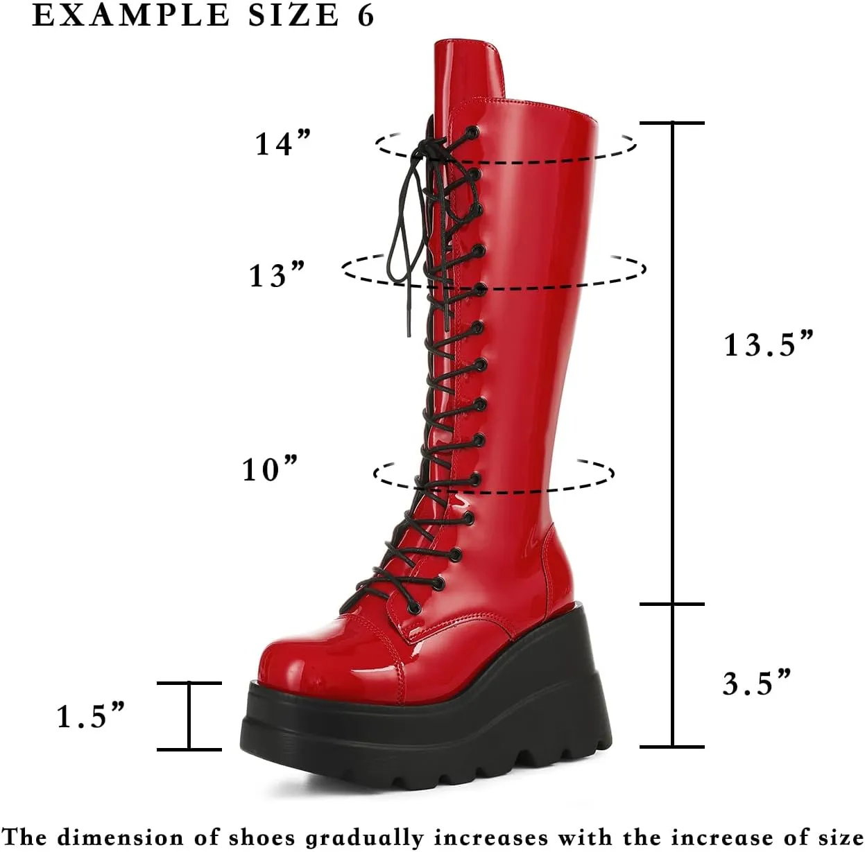 CELNEPHO Womens High Platform Mid Calf Wedges Chunky High Heel Round-Toe Side Zip Punk Combat Boots For Women