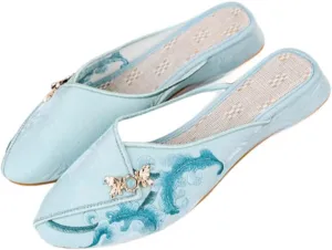 Chinese Slippers for Women Embroidered Mules Slip on - Cute Retro Trendy Soft Casual Comfortable Walking Beach Travel Lightweight Running Standing All Day Business Office Driving Birthday Gifts