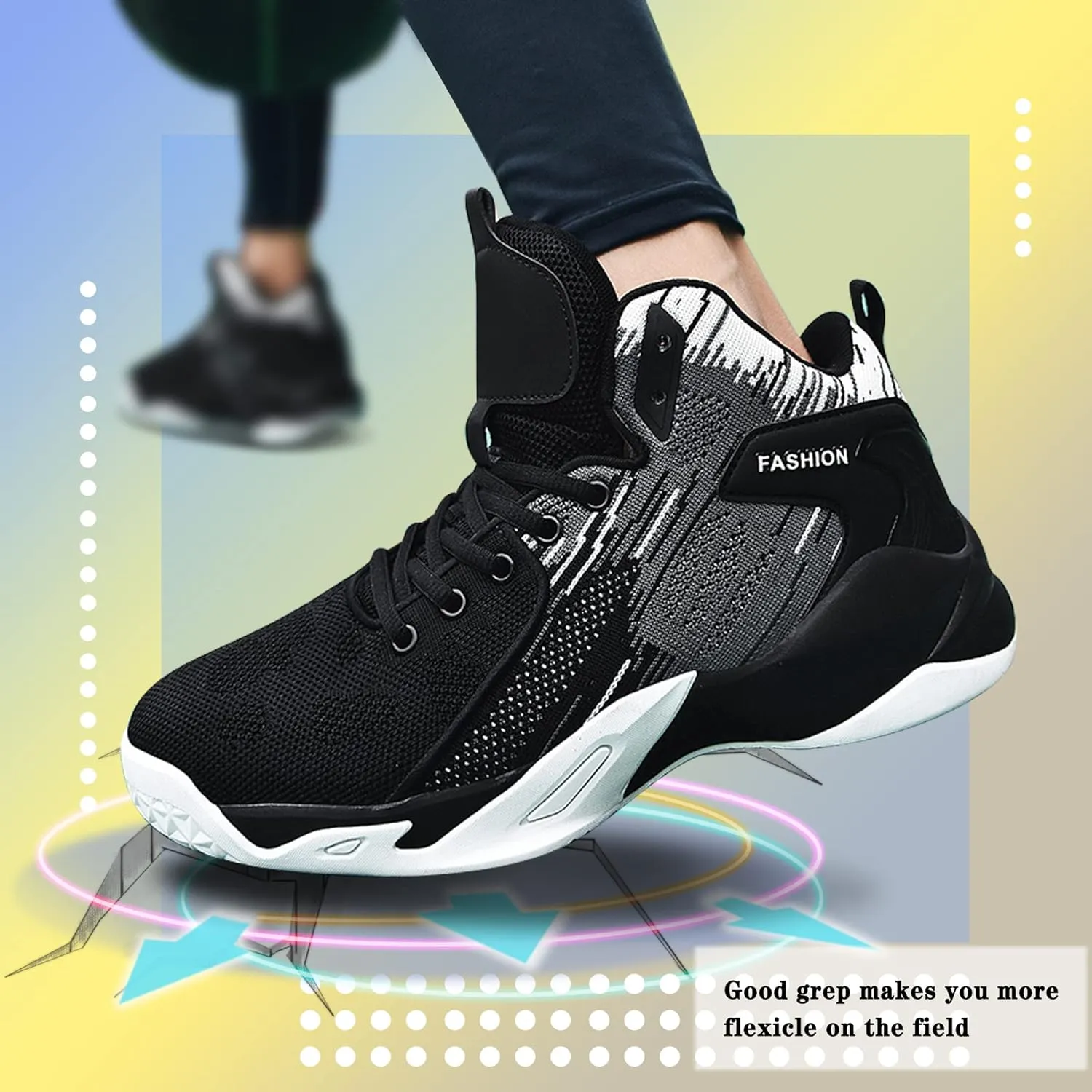 CJSPORX Mens Basketball Shoes Breathable Non Slip Running Fashion Sneakers
