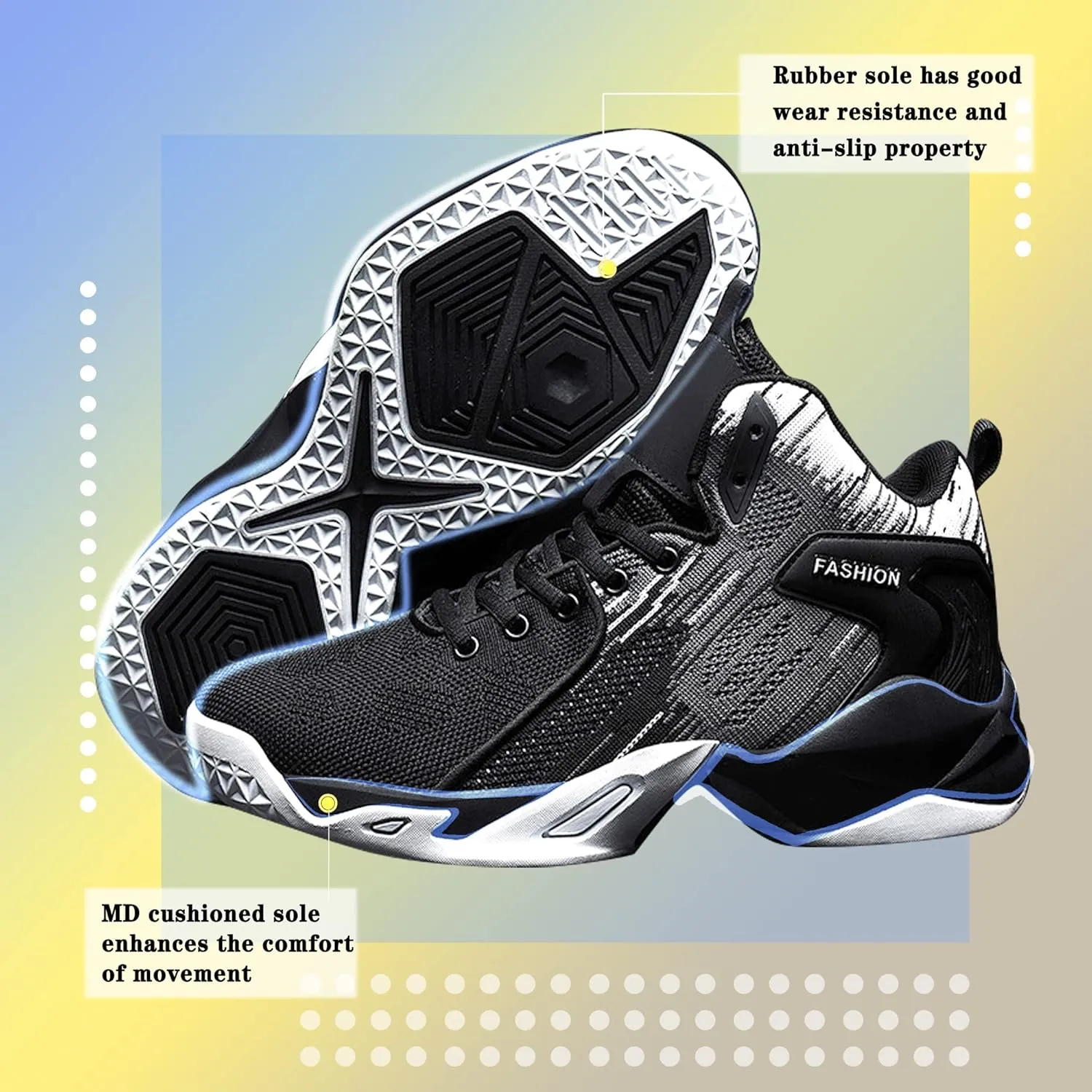 CJSPORX Mens Basketball Shoes Breathable Non Slip Running Fashion Sneakers