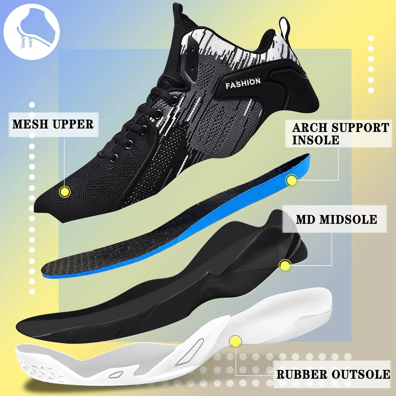 CJSPORX Mens Basketball Shoes Breathable Non Slip Running Fashion Sneakers