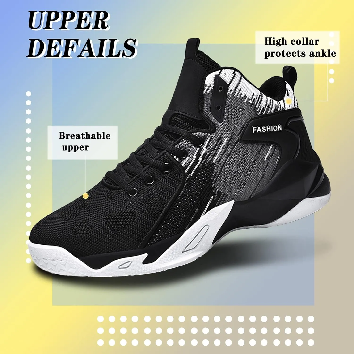 CJSPORX Mens Basketball Shoes Breathable Non Slip Running Fashion Sneakers