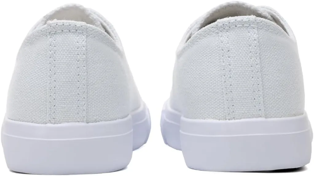Classic Unisex Low-Top Canvas Sneakers – Boys Girls and Toddler Casual Lace-Up Shoes with Rubber Sole, Includes Extra White Shoelaces