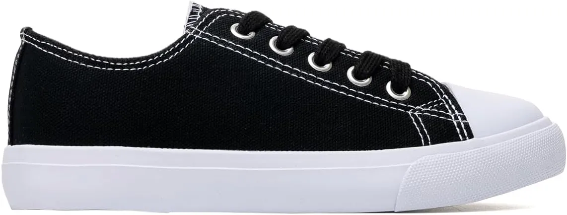Classic Unisex Low-Top Canvas Sneakers – Boys Girls and Toddler Casual Lace-Up Shoes with Rubber Sole, Includes Extra White Shoelaces
