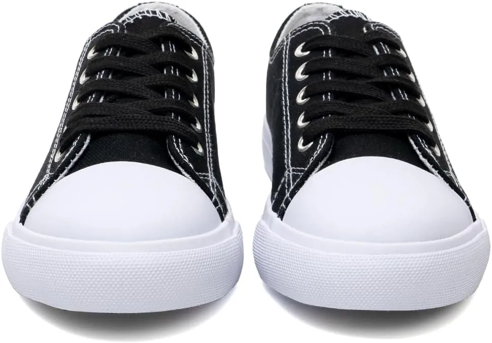 Classic Unisex Low-Top Canvas Sneakers – Boys Girls and Toddler Casual Lace-Up Shoes with Rubber Sole, Includes Extra White Shoelaces