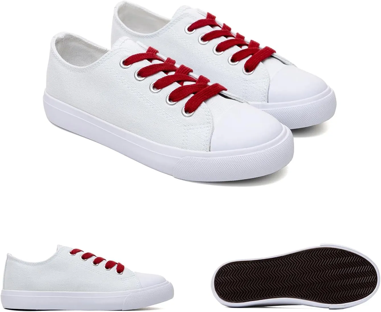 Classic Unisex Low-Top Canvas Sneakers – Boys Girls and Toddler Casual Lace-Up Shoes with Rubber Sole, Includes Extra White Shoelaces